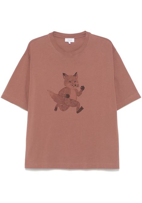 Brown Speedy Fox-print T-shirt Maison kitsuné - men